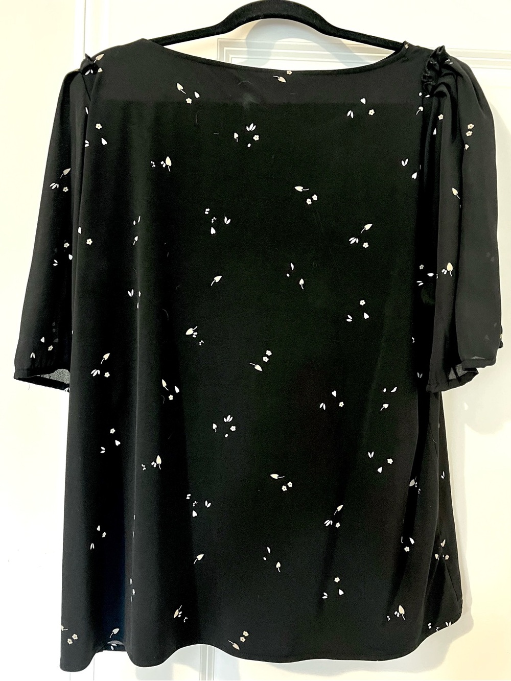 Ann Taylor Black Floral Dot Top